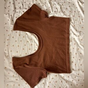 BROWN RIBBED TUBE TOP